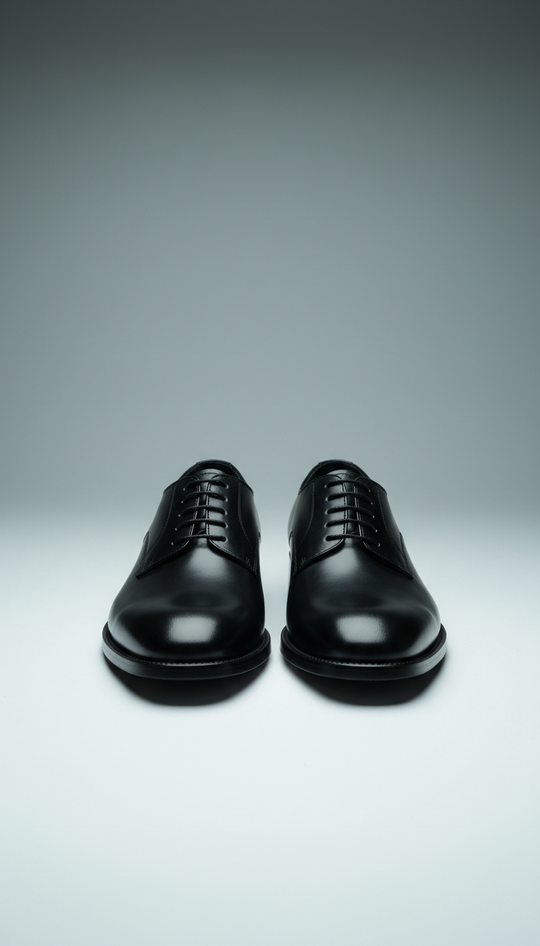 Polished Black Leather Oxford Shoes